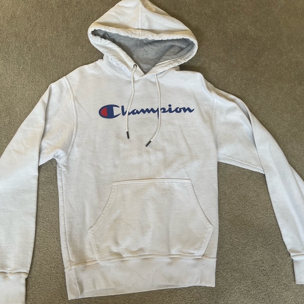 White Champion Hoodie Unisex Adult Small